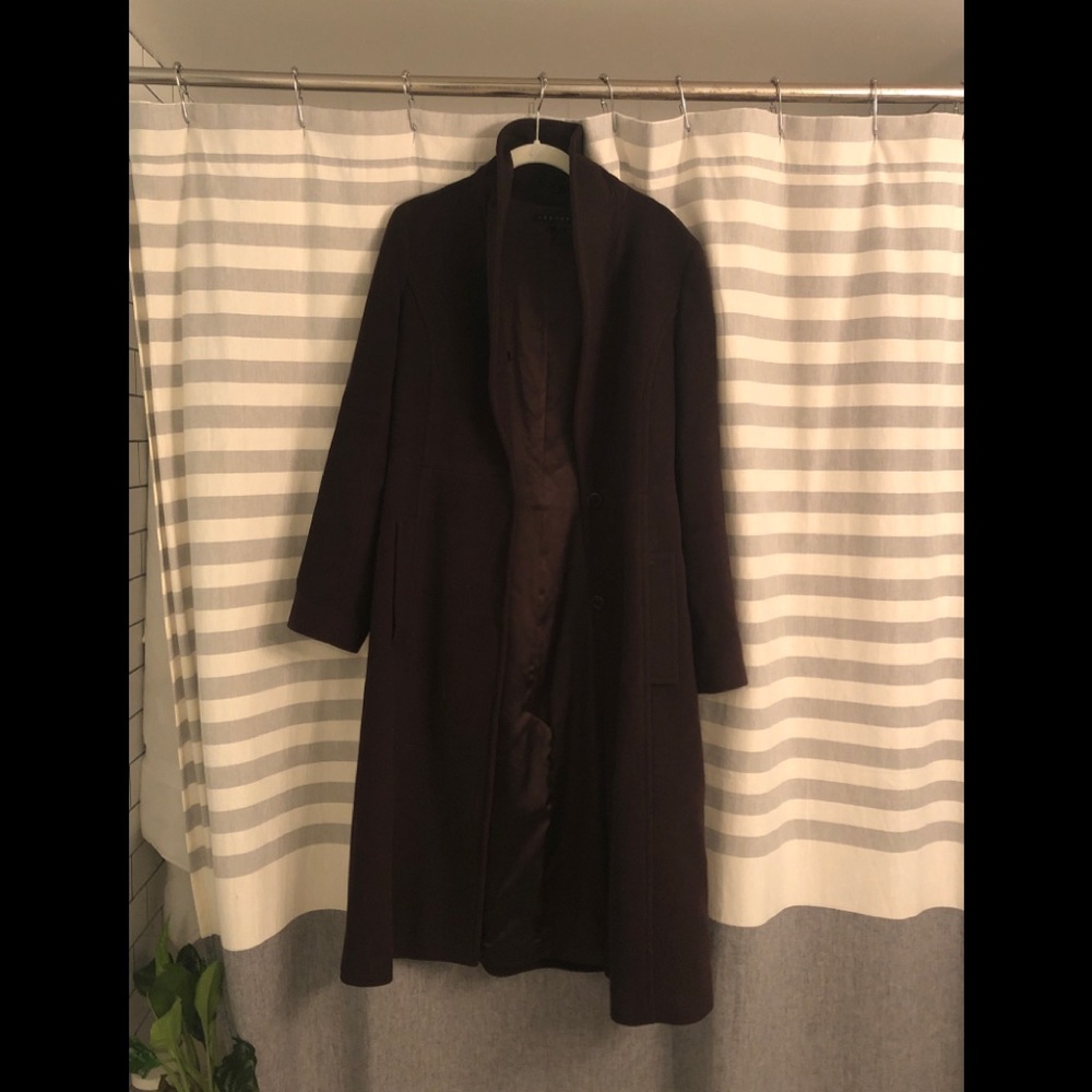 Theory Wool & Cashmere Peacoat Brown Size Sm